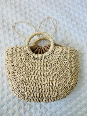 NWOT ✨Japanese Woven Straw Purse with Round Handles - Natural